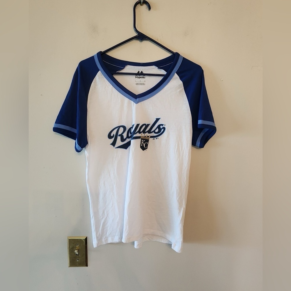 Kansas City Royals majestic v neck t shirt size womens large